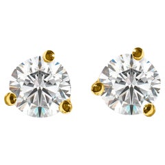 Clous d'oreilles de style Martini en or 14 carats avec diamants de 1,20 carat VVS