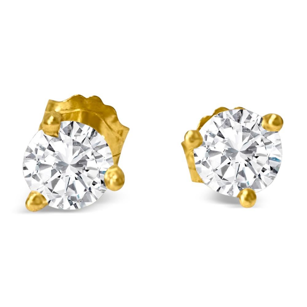 Women's or Men's Martini Style 5mm VVS-VS Diamond Studs in 14k Gold For Sale