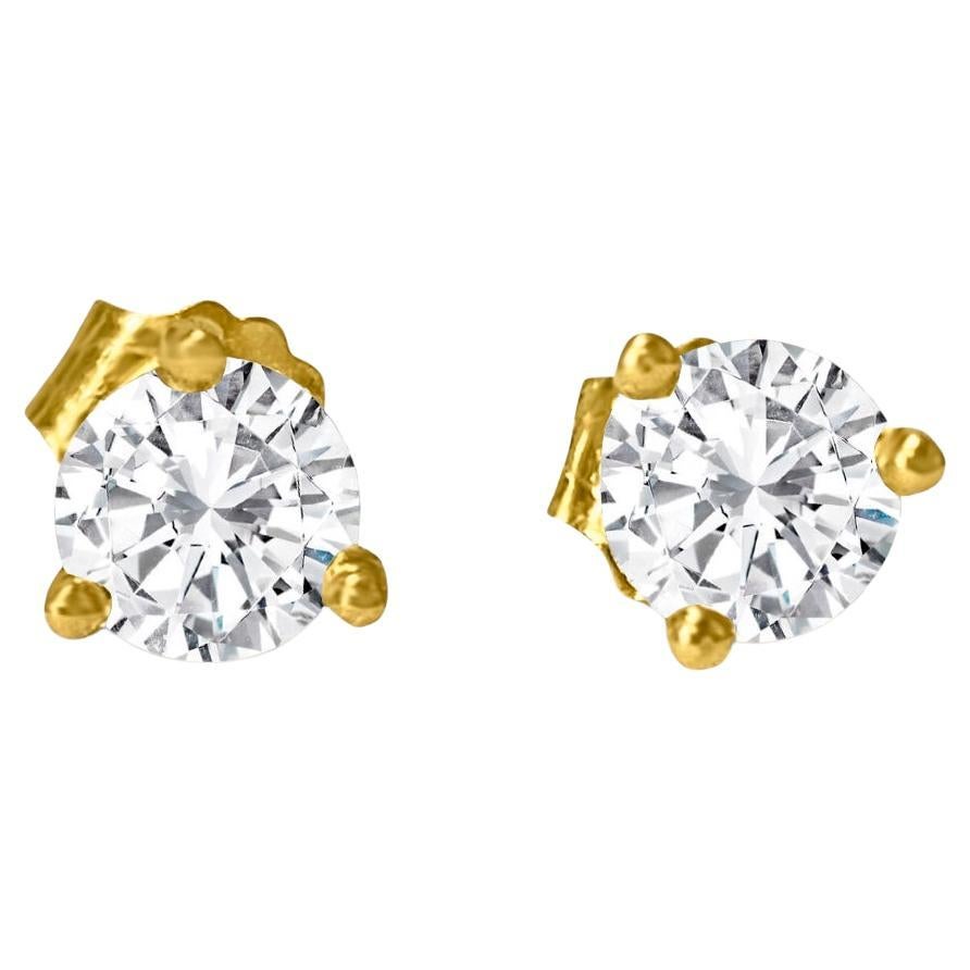 Clous de style Martini en or 14 carats avec diamants de 5 mm VVS-VS en vente