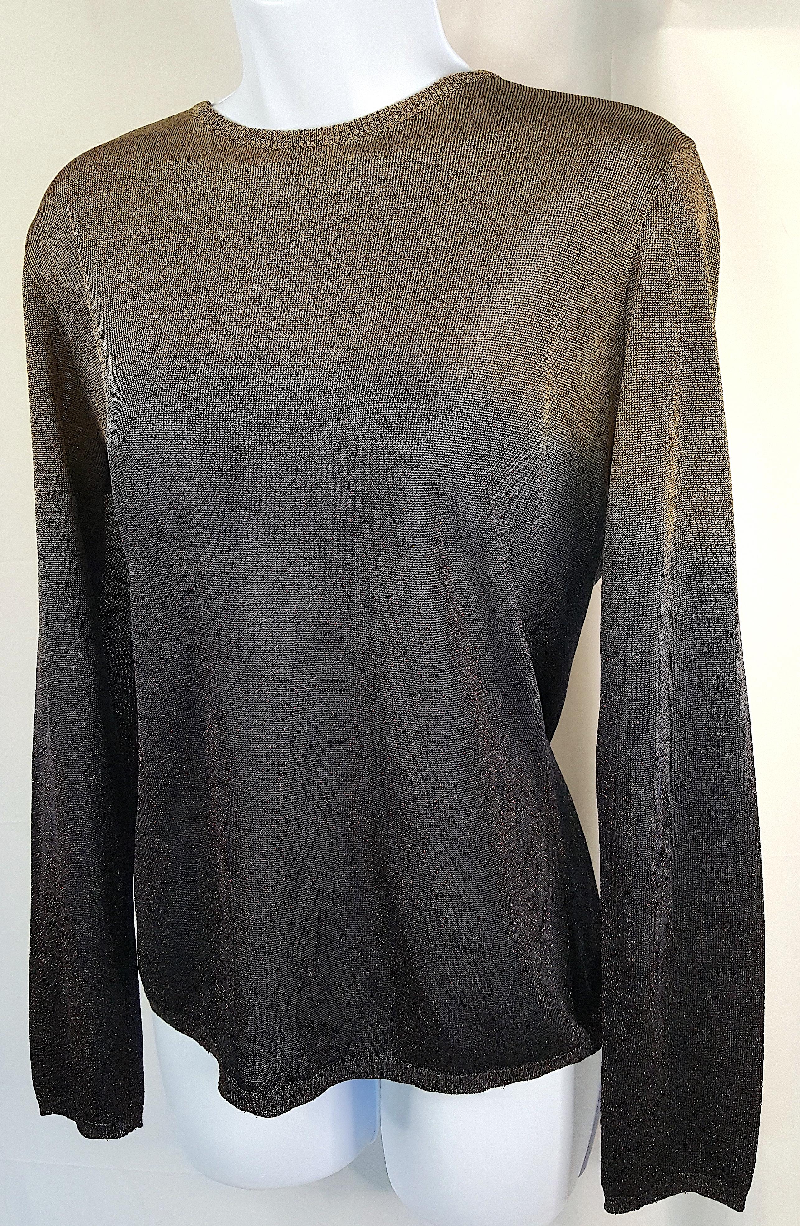 MartinMargiela 1990s MissDeannaKnit GoldLurexThreaded FauxDipDyed Ombre Pullover In Good Condition For Sale In Chicago, IL
