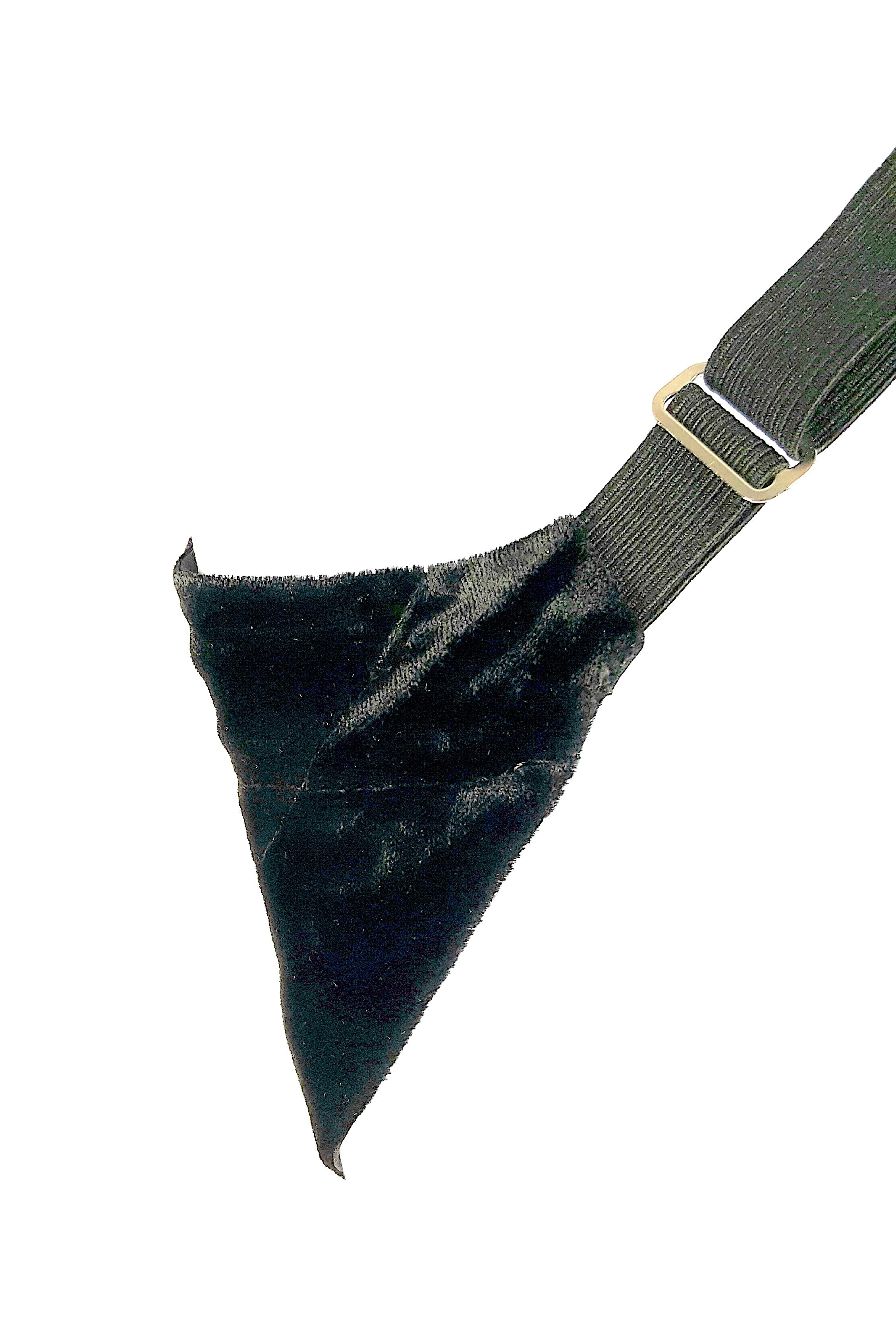 Martin Margiela 1990s Unique UpcycledGarters&Crotch Velvet Halter Black Crop Top For Sale 5