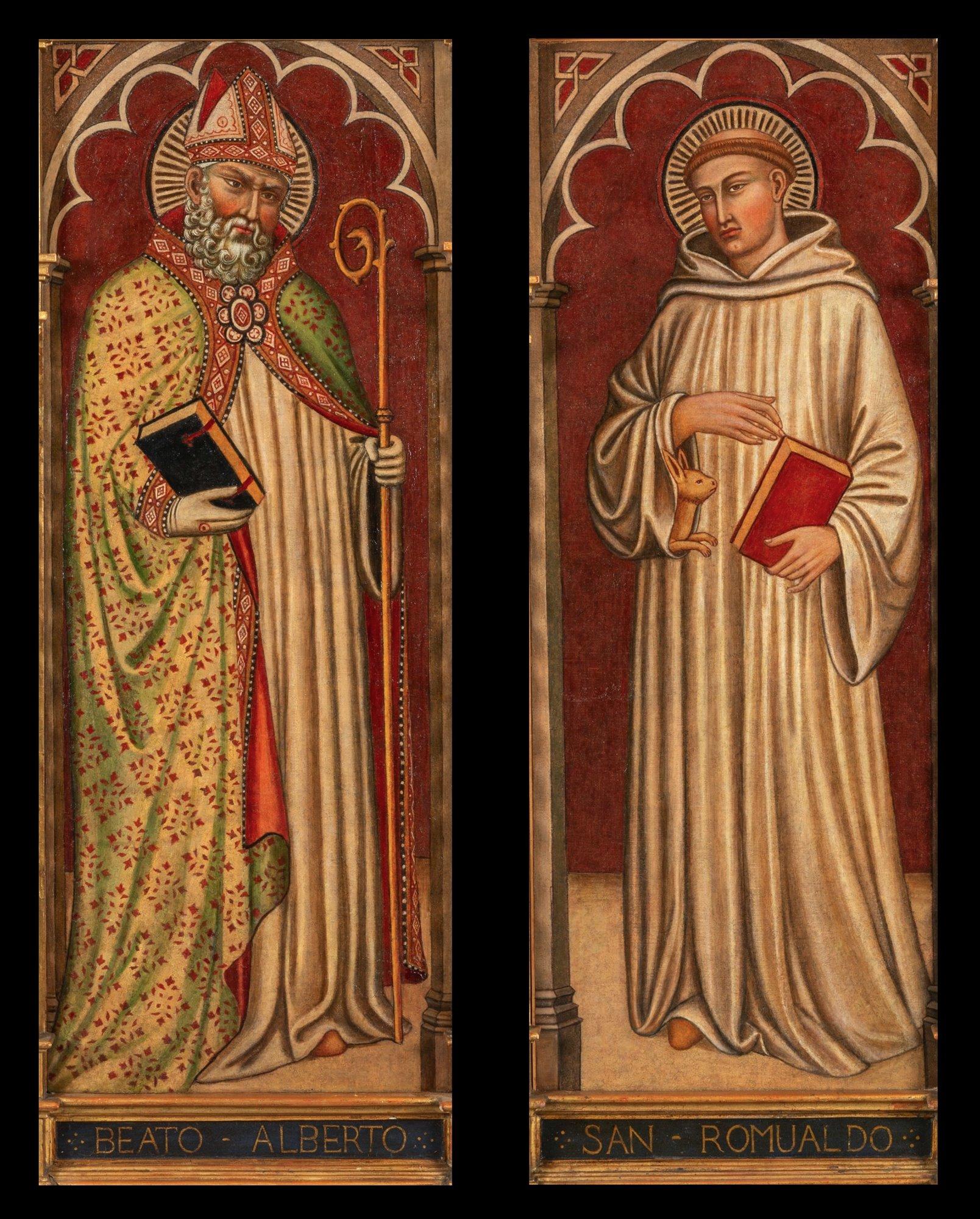 Saint Albert Romuald Paint 15th Century Tempera on table Tuscan school Siena Art - Old Masters Painting by Martino di Bartolomeo di Biago (Siena 1389 - 1434/35)  