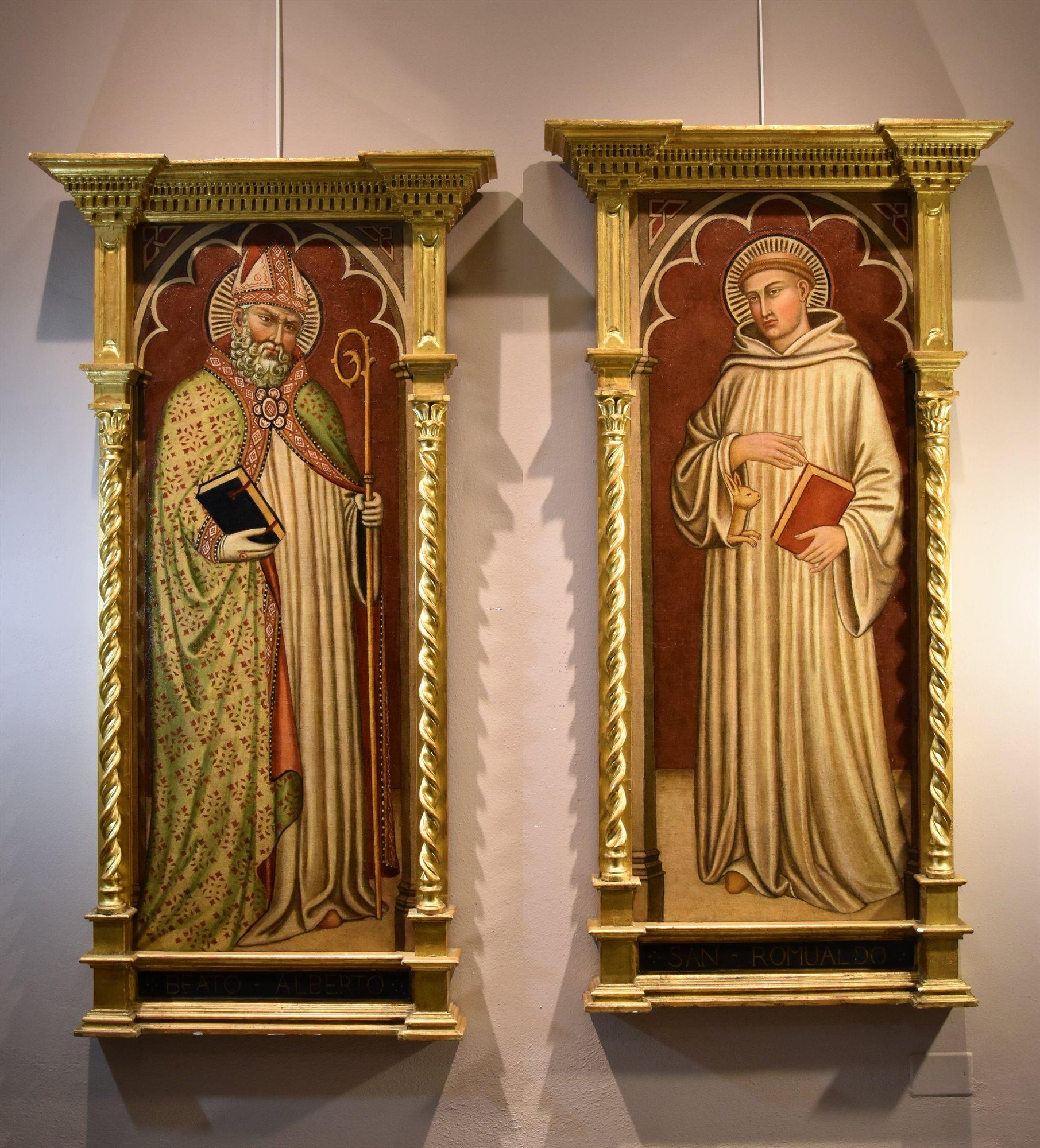 Saint Albert Romuald Paint 15th Century Tempera on table Tuscan school Siena Art - Painting by Martino di Bartolomeo di Biago (Siena 1389 - 1434/35)  
