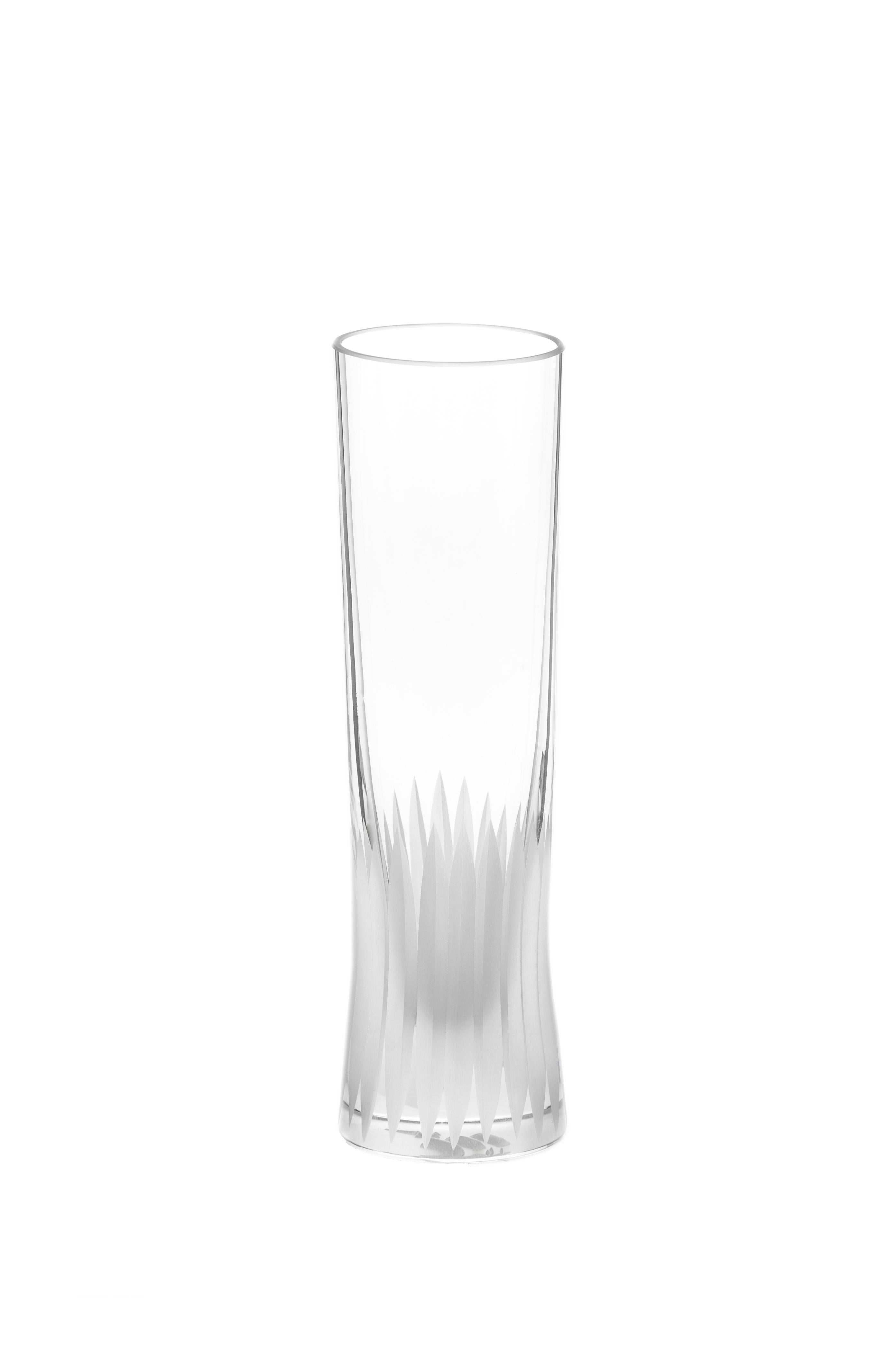 Contemporary Martino Gamper Handmade Irish Crystal Champagne Glass 'Cuttings' Series x 2 For Sale