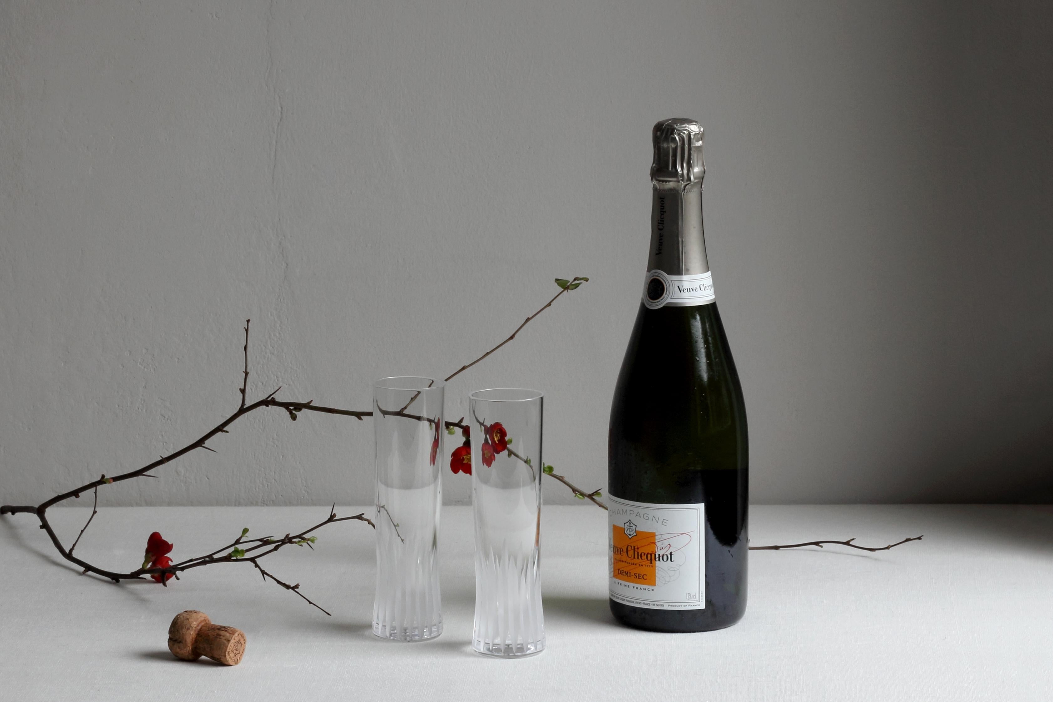 Martino Gamper Handmade Irish Crystal Champagne Glass 'Cuttings' Series x 2 For Sale 3