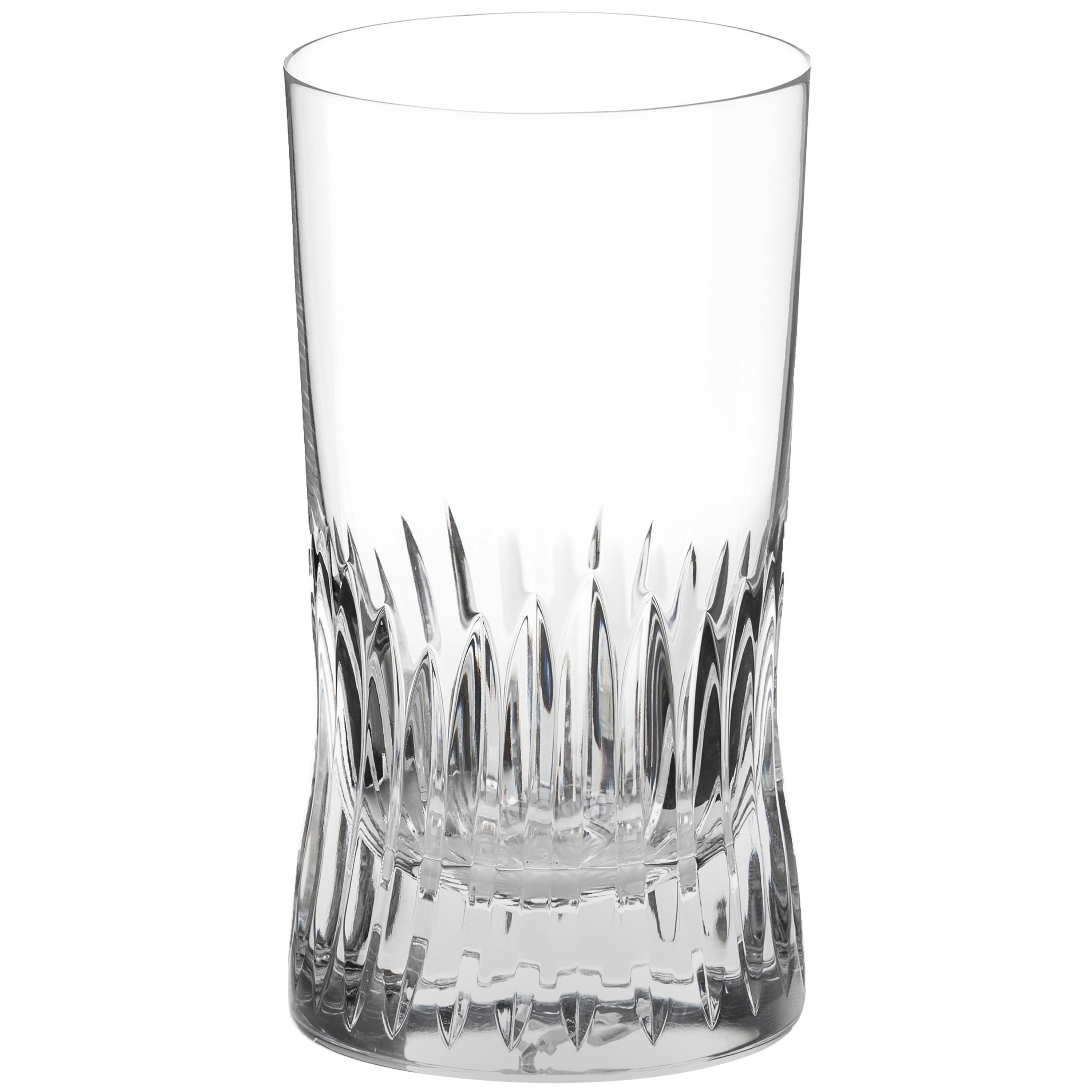 A large tumbler glass made by hand
Glass designed by Martino Gamper for J. HILL’s Standard as part of our 'CUTTINGS' collection.

The Collection: Cuttings
Cuttings is a contemporary, award-winning collection of handmade crystal glasses in six