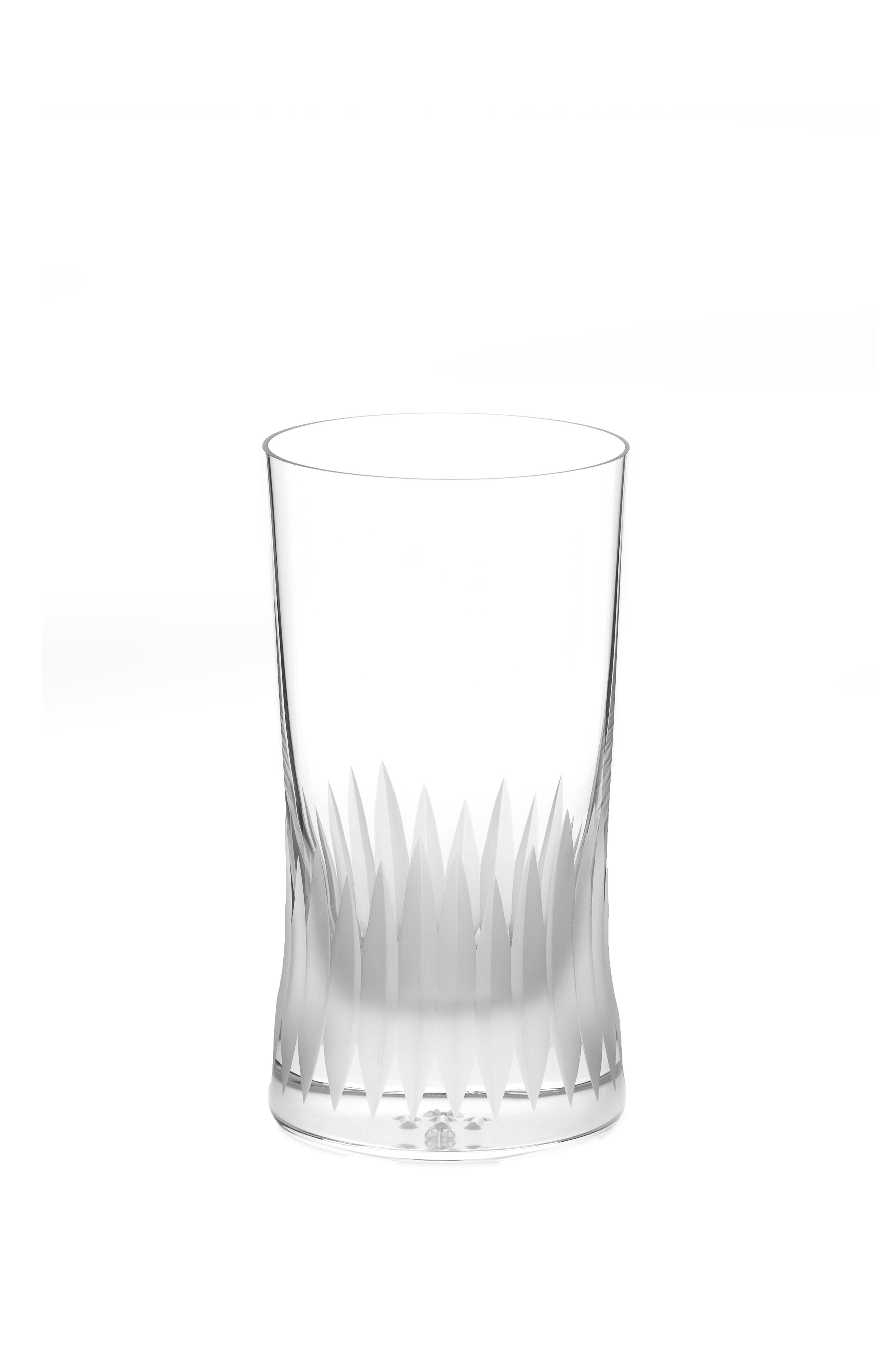 Hand-Crafted Martino Gamper Handmade Irish Crystal Large Tumbler Glass Cuttings Series CUT I For Sale