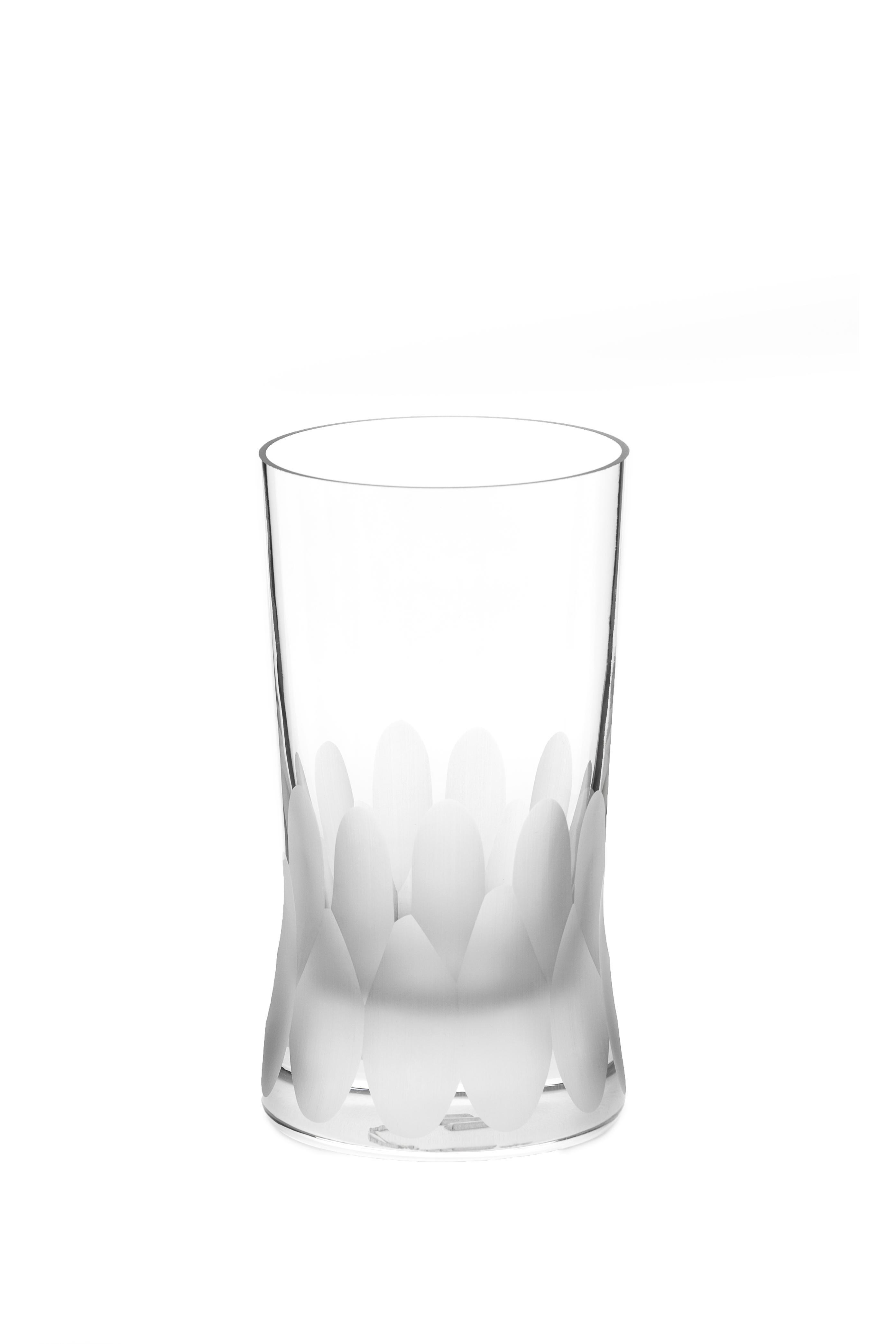 Hand-Crafted Martino Gamper Handmade Irish Crystal Large Tumbler Glass Cuttings Series CUT V For Sale