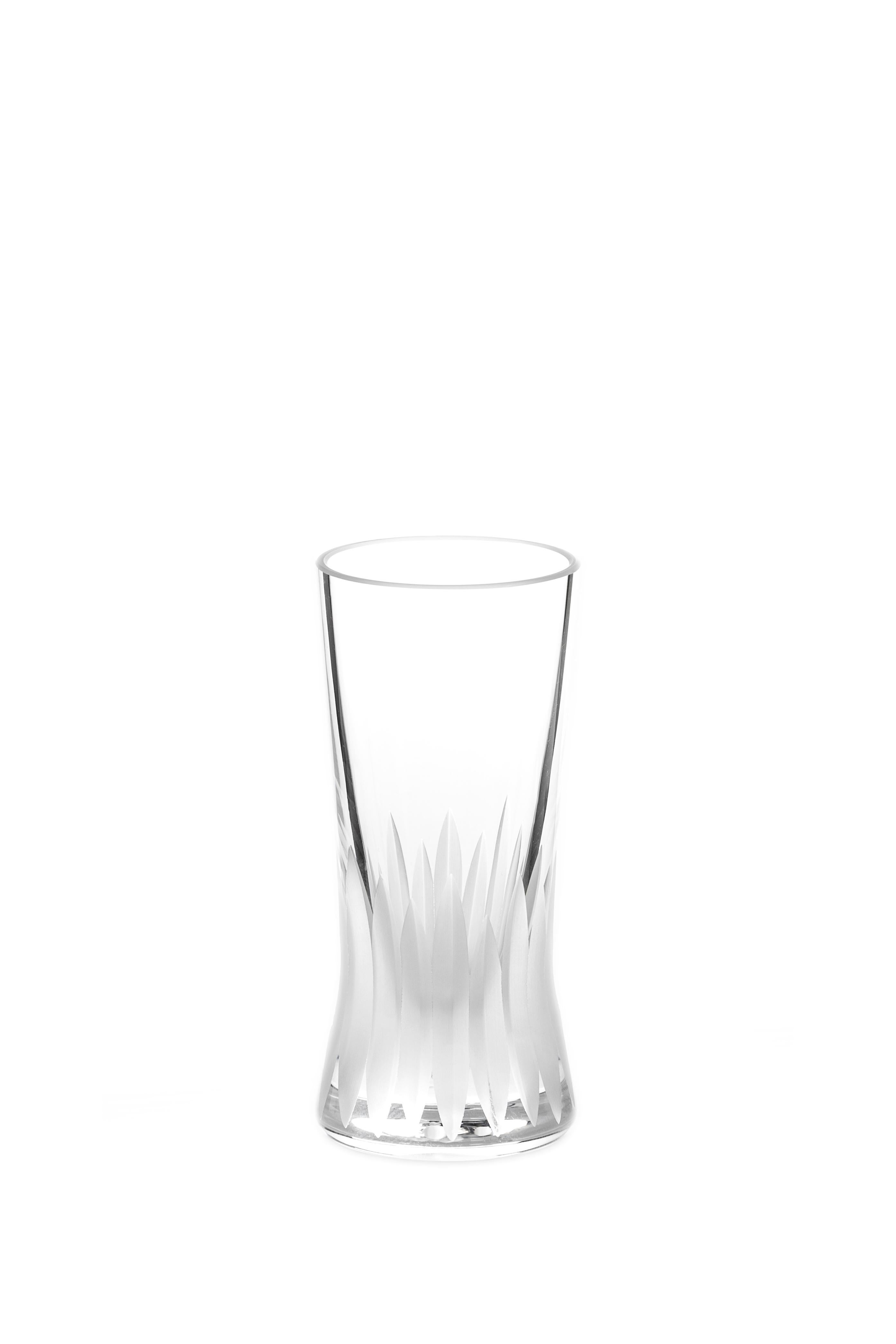 Cut Glass Martino Gamper Handmade Irish Crystal Shot Glass 'Cuttings' Series Set of 4 For Sale