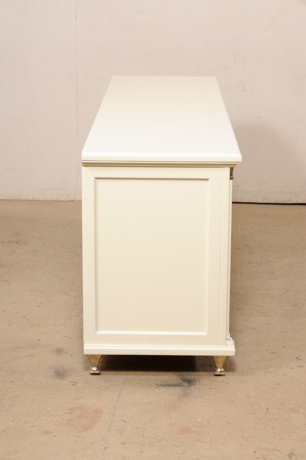 Martinsville 7 Ft Long Chest of Drawers, Ivory with Gold Hardware & Accents For Sale 1