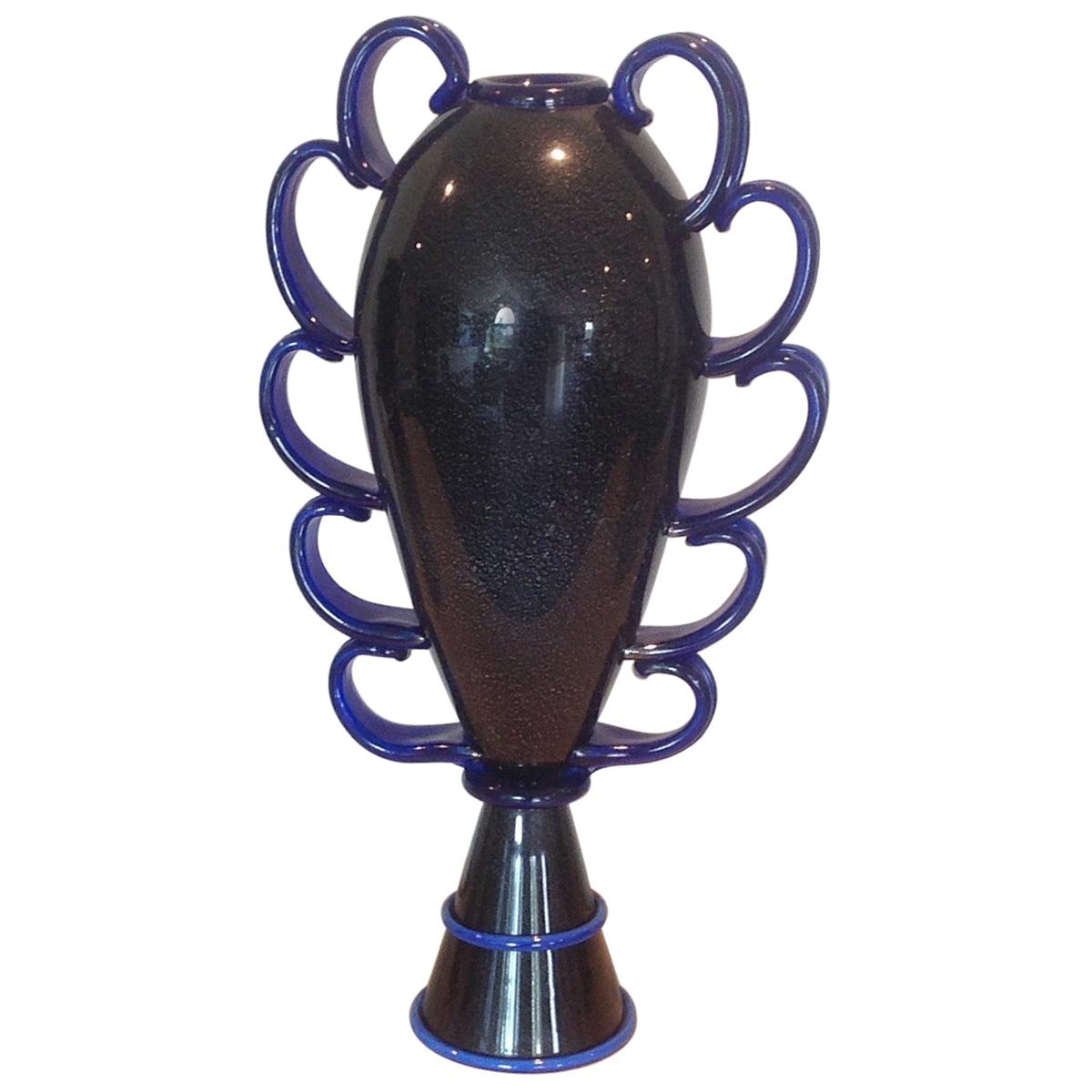 Martinuzzi Style Monumental Studio Glass Vase by Dimitri Michaelides, 1994 For Sale