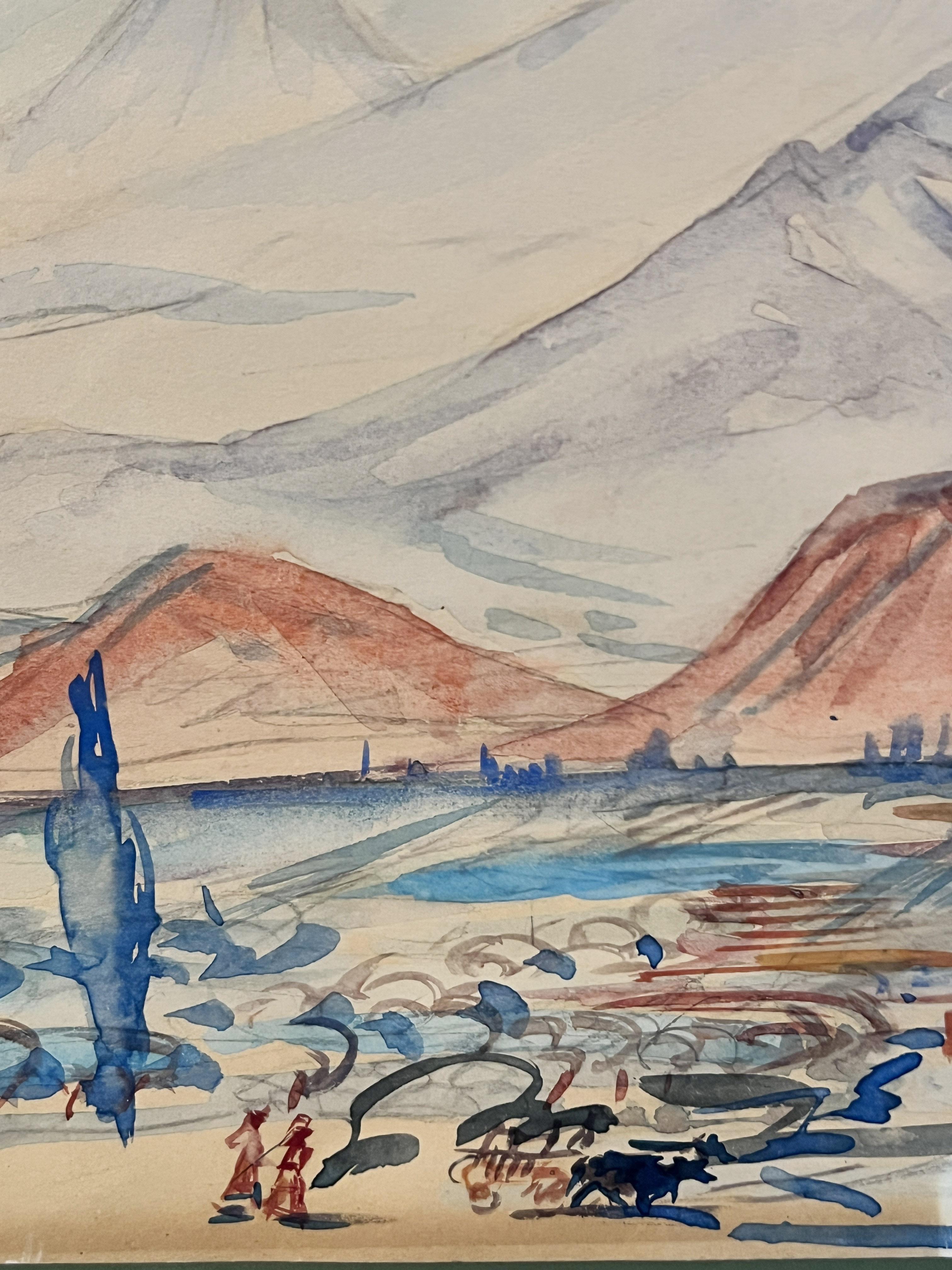Valle del Ararat - Landscape Painting Beige de Martiros Saryan