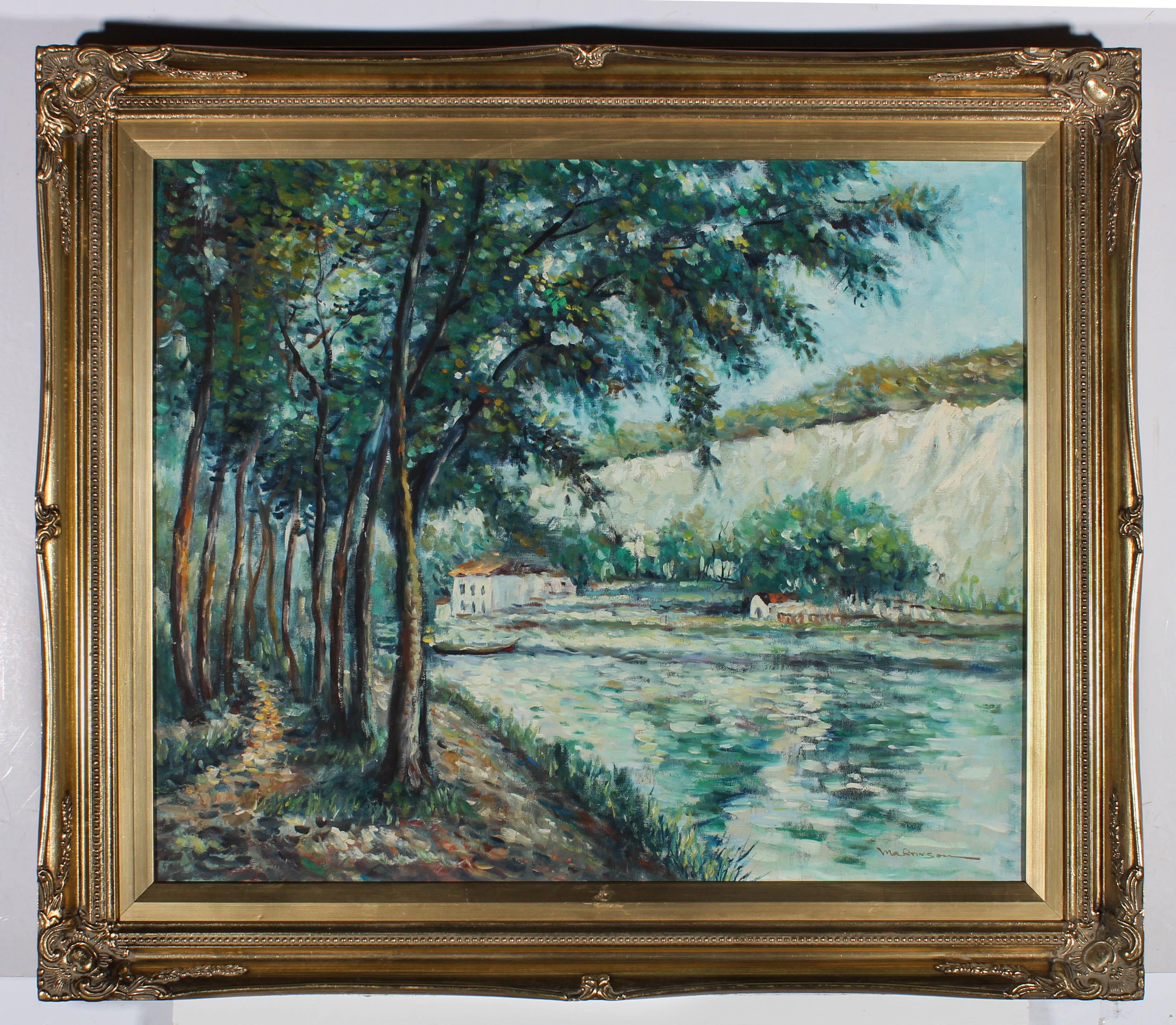 Martison - Framed Contemporary Oil, Along the River Bank For Sale 1