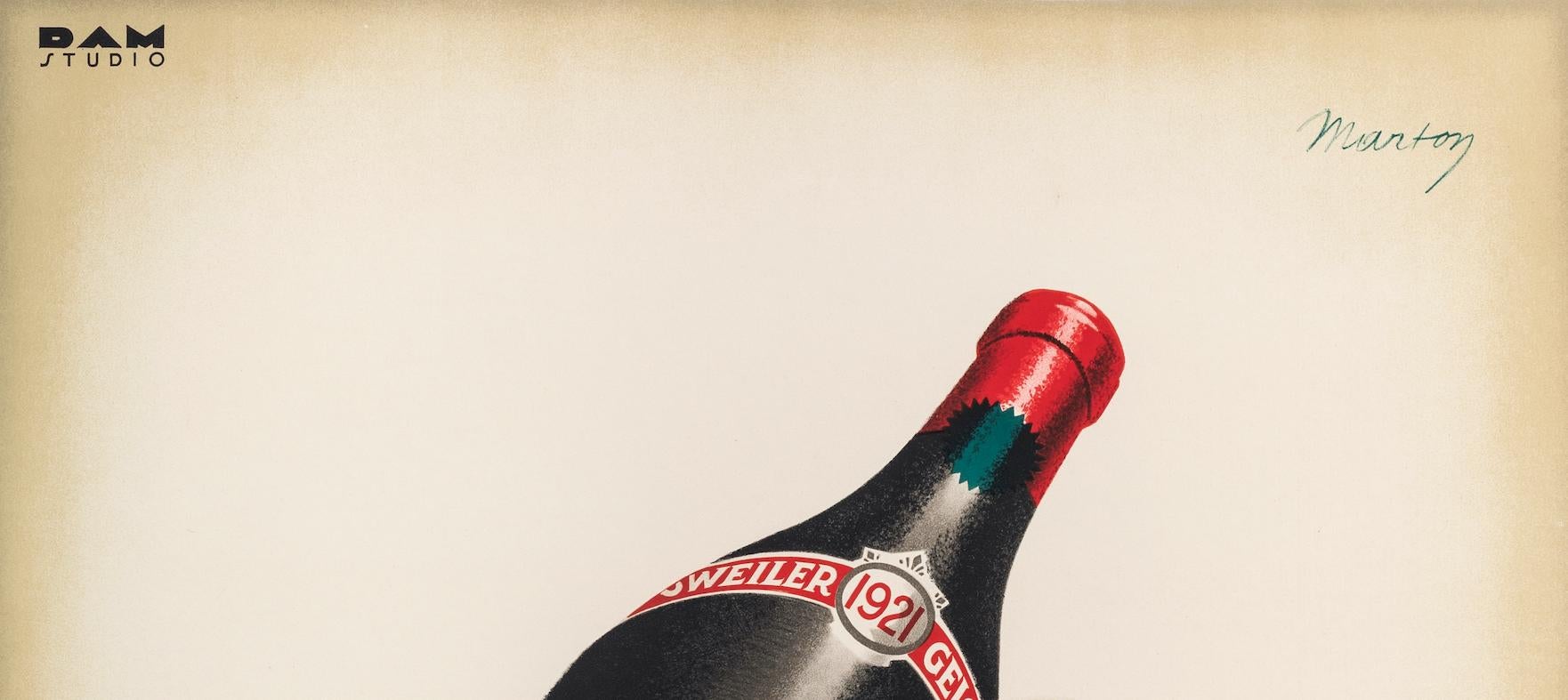 Art Deco Marton, Original Vintage Wine Poster, Geisweiler Burgundy Nuits St Georges, 1925 For Sale