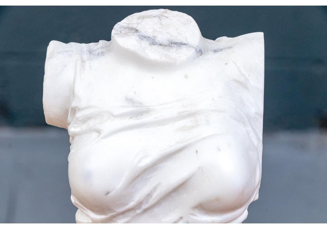 Neoclassical Márton Váró (Hungarian B.1943) Draped Female In White Marble For Sale