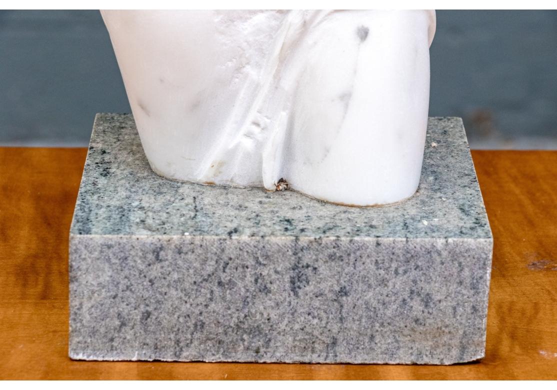 Hand-Carved Márton Váró (Hungarian B.1943) Draped Female In White Marble For Sale