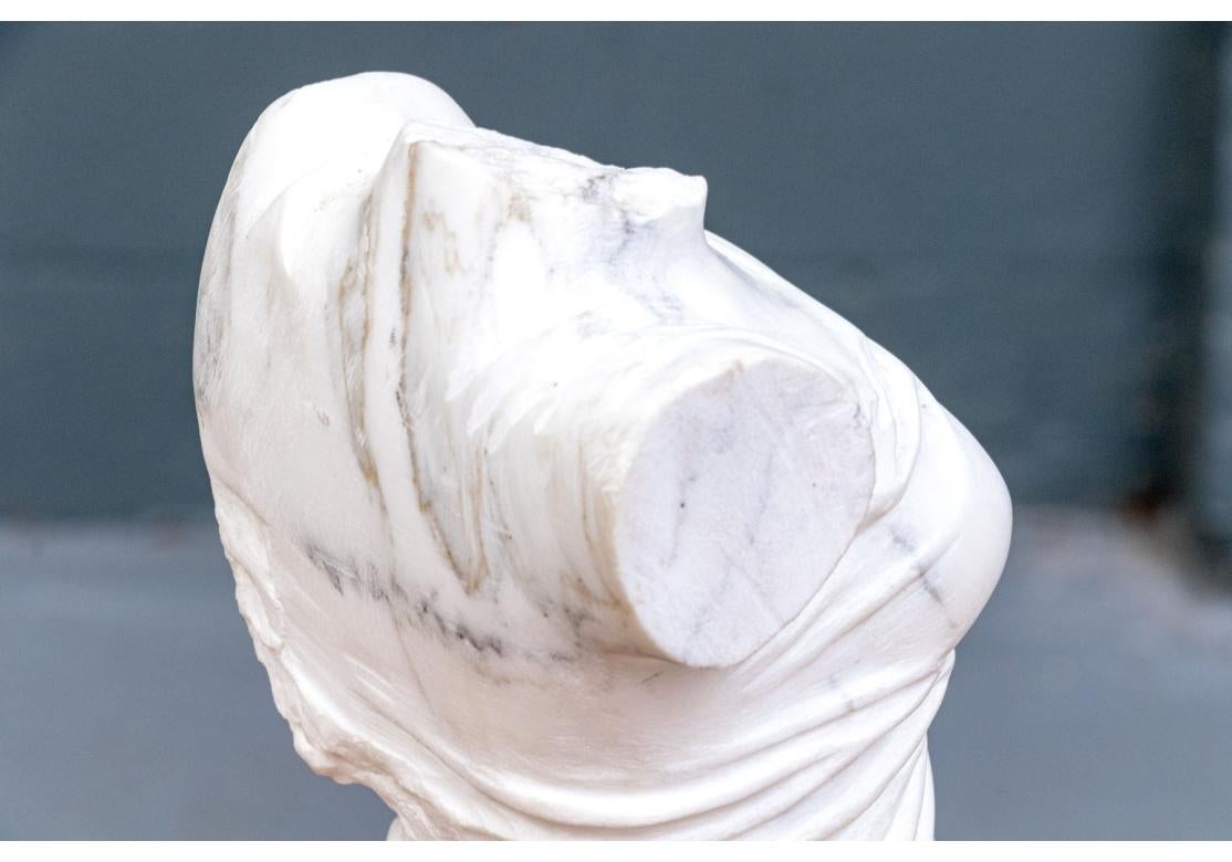 Márton Váró (Hungarian B.1943) Draped Female In White Marble In Fair Condition For Sale In Bridgeport, CT
