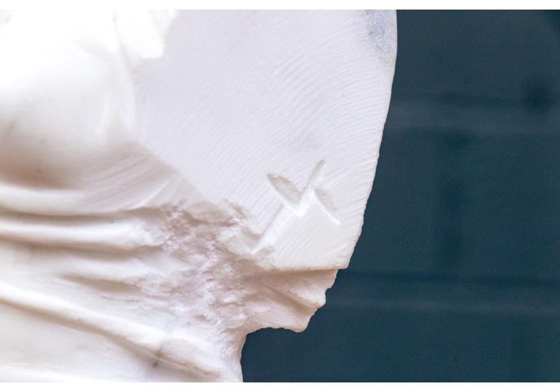 Márton Váró (Hungarian B.1943) Draped Female In White Marble For Sale 1