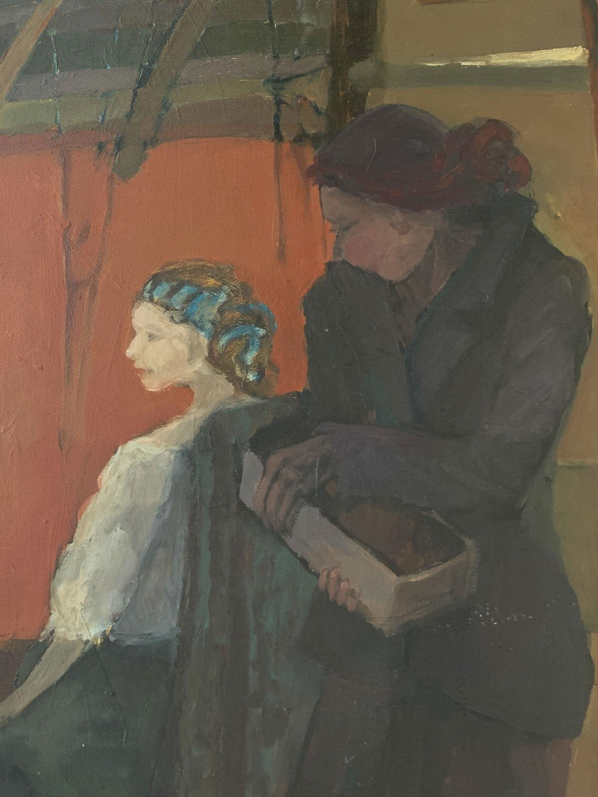 En pensamientos  - Siglo XXI, Pintura figurativa al óleo, Paisaje Figuras femeninas - Painting Contemporáneo de Martta Węg