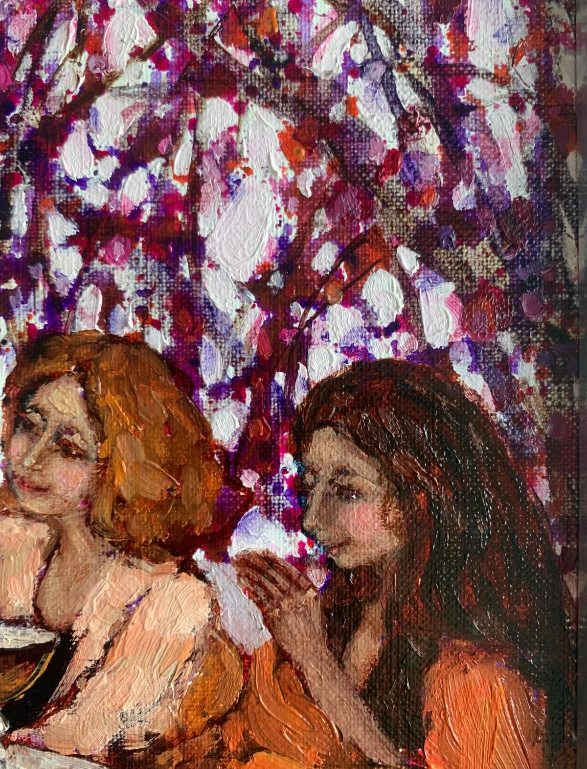 Encuentro después de años 2. Pintura figurativa al óleo, Colores vibrantes, Artista polaco - Painting Otro estilo de arte de Martta Węg