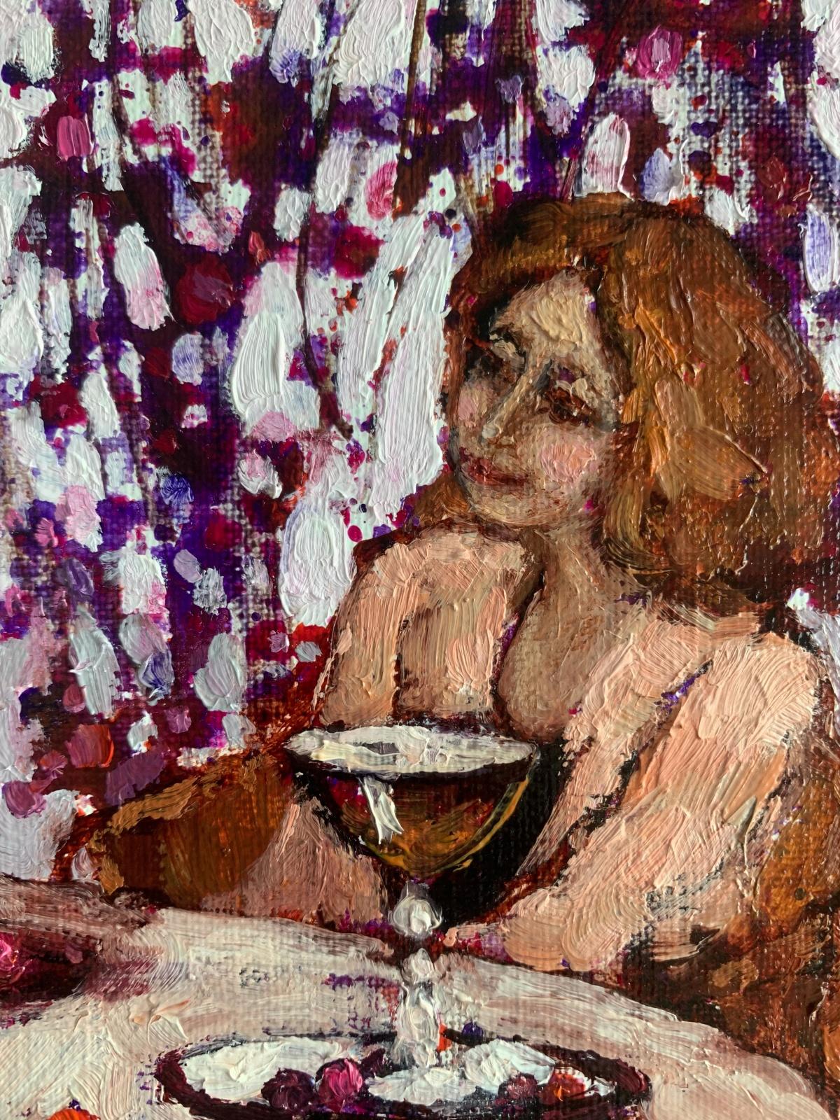 Encuentro después de años 2. Pintura figurativa al óleo, Colores vibrantes, Artista polaco en venta 1