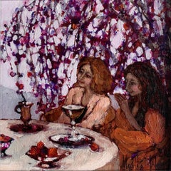 Meeting after years 2. Oil figurative painting, Vibrant colors, Polish artist