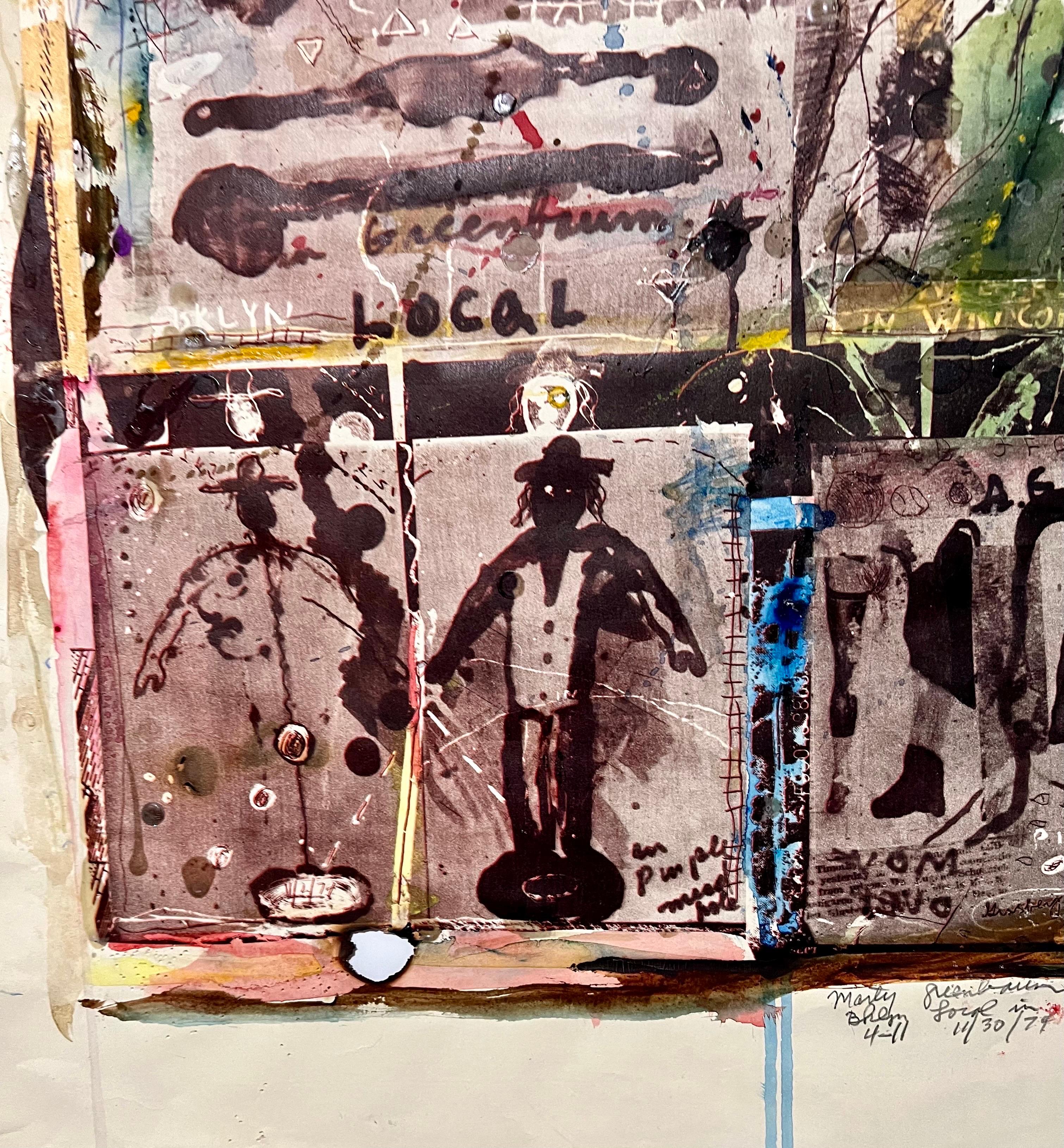 Pop Art Brut Collage Stampa a tecnica mista, Pittura, Bruciatura, Nastro, Marty Greenbaum in vendita 11