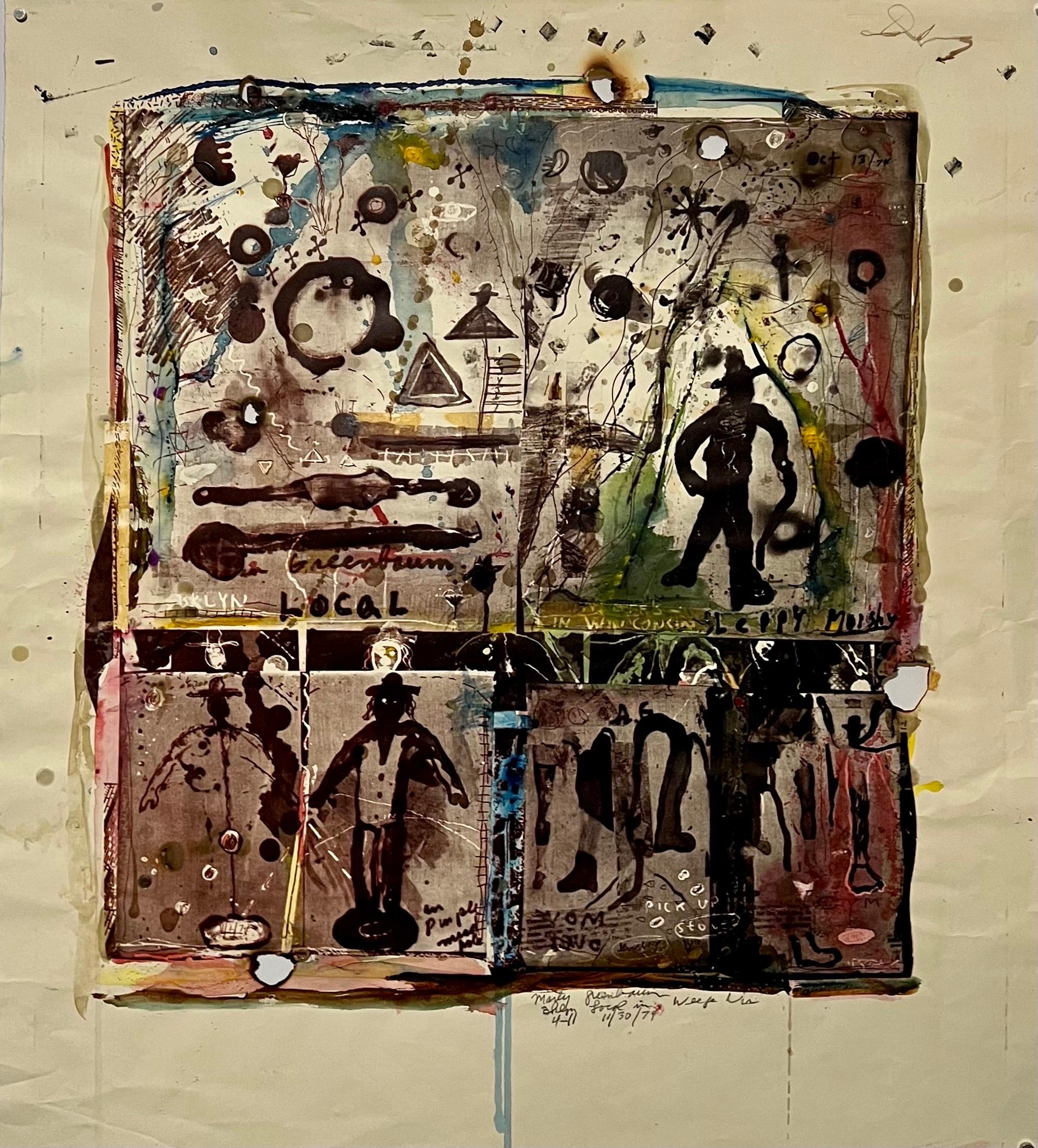 Pop Art Brut Collage Stampa a tecnica mista, Pittura, Bruciatura, Nastro, Marty Greenbaum in vendita 3