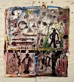 Pop Art Brut Collage Mixed Media Print, Painting, Burning, Tape, Marty Greenbaum