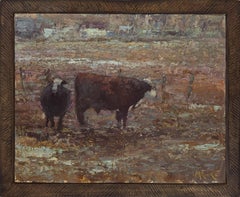 Paysage américain Bull and Cow  Tonalisme, peinture de bouteille, Utah, Idaho