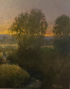 Fly Fishing, American Landscape,  Tonalist , painting, Utah, Idaho,
