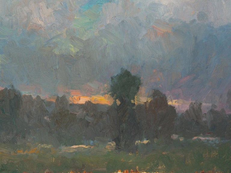 Marty Ricks Landscape Painting - Idaho Sunset, American Landscape,  Tonalist rural landscape painting,Utah,Idaho