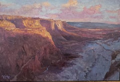 Shafer Trail at First Light,  Landscape,  Tonalist , oil, Utah, Idaho,