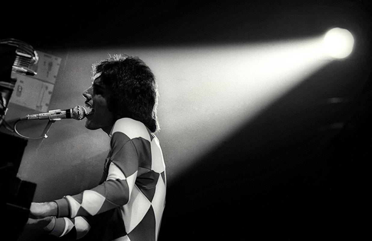Freddie Mercury

By Martyn Goddard Signed Limited Edition

Freddie Mercury and Queen rock band on stage London 1976 

All prints are signed and numbered by the artist. 

Paper size 16x20 inches

printed 2022

Edition size varies with paper