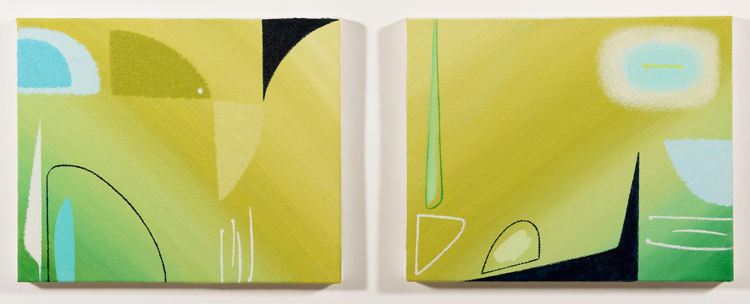 Lucid Emerald (Diptych) - Painting by Martyn Jones