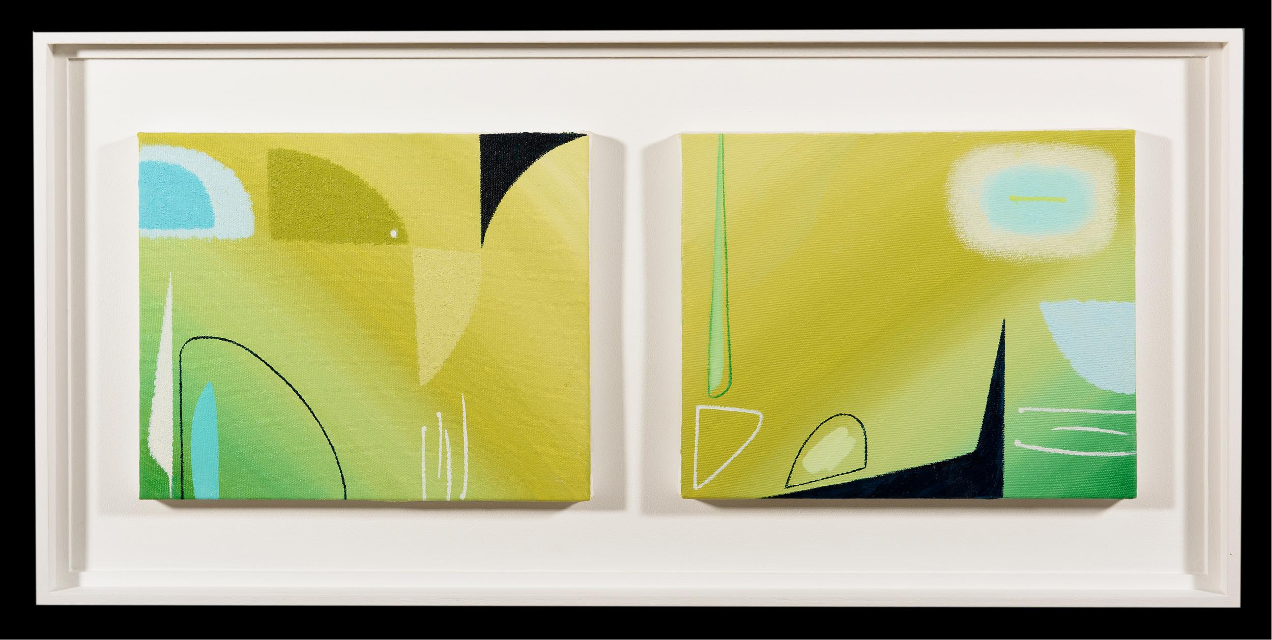 Martyn Jones Abstract Painting - Lucid Emerald (Diptych)