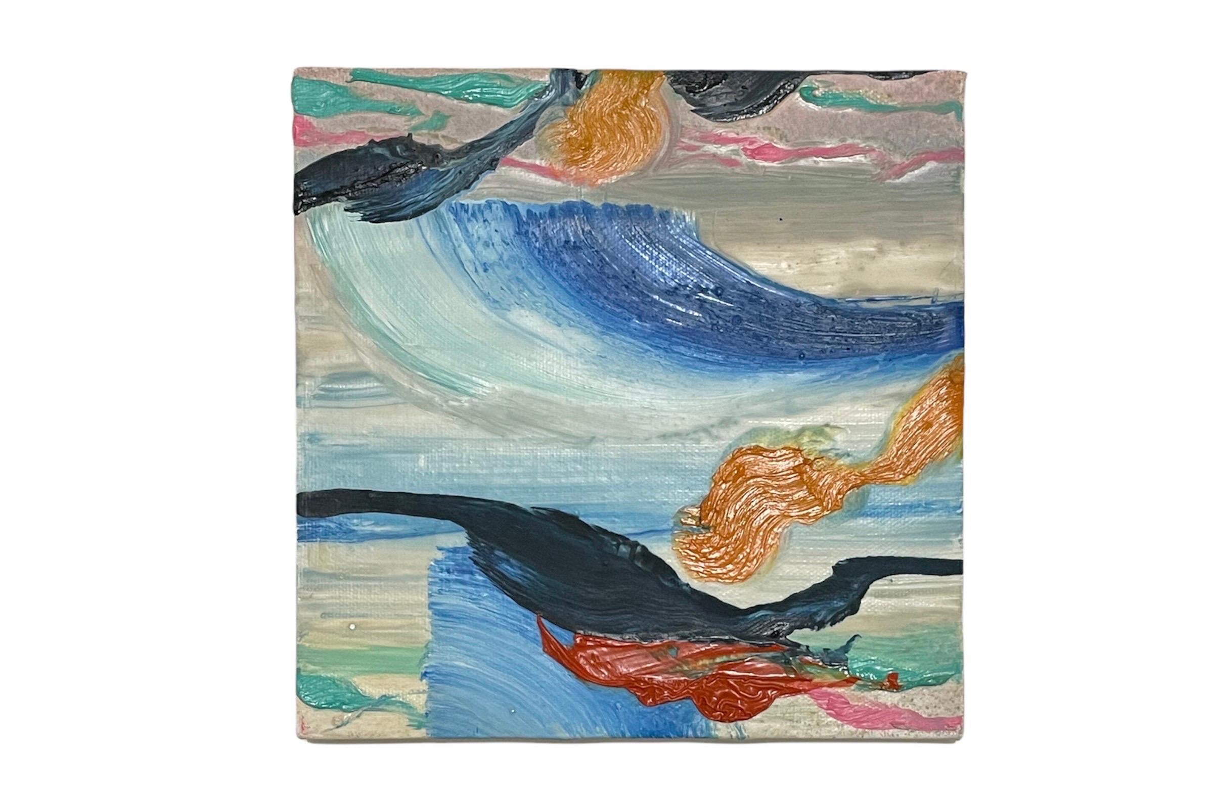 Surrealistische abstrakte Malerei Paar, Martyn Jones British Farbe Diptychon Malerei im Angebot 3