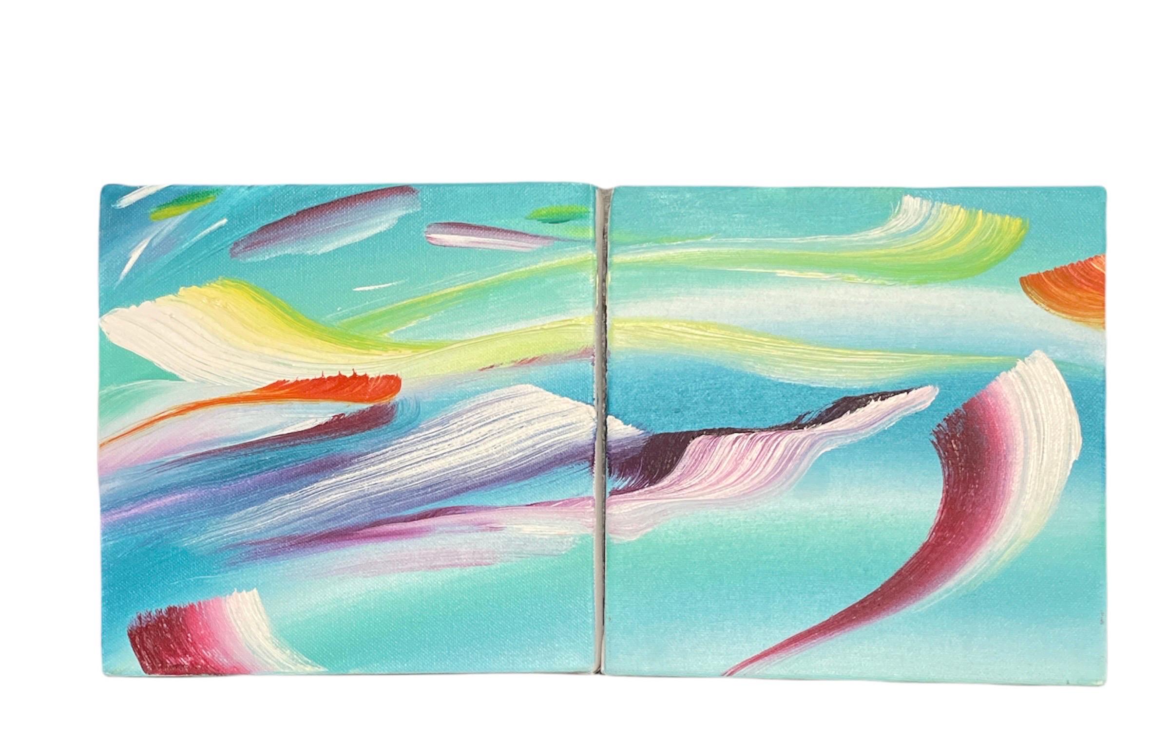 Coppia di dipinti astratti surrealisti, dittico di colori britannico di Martyn Jones in vendita 4