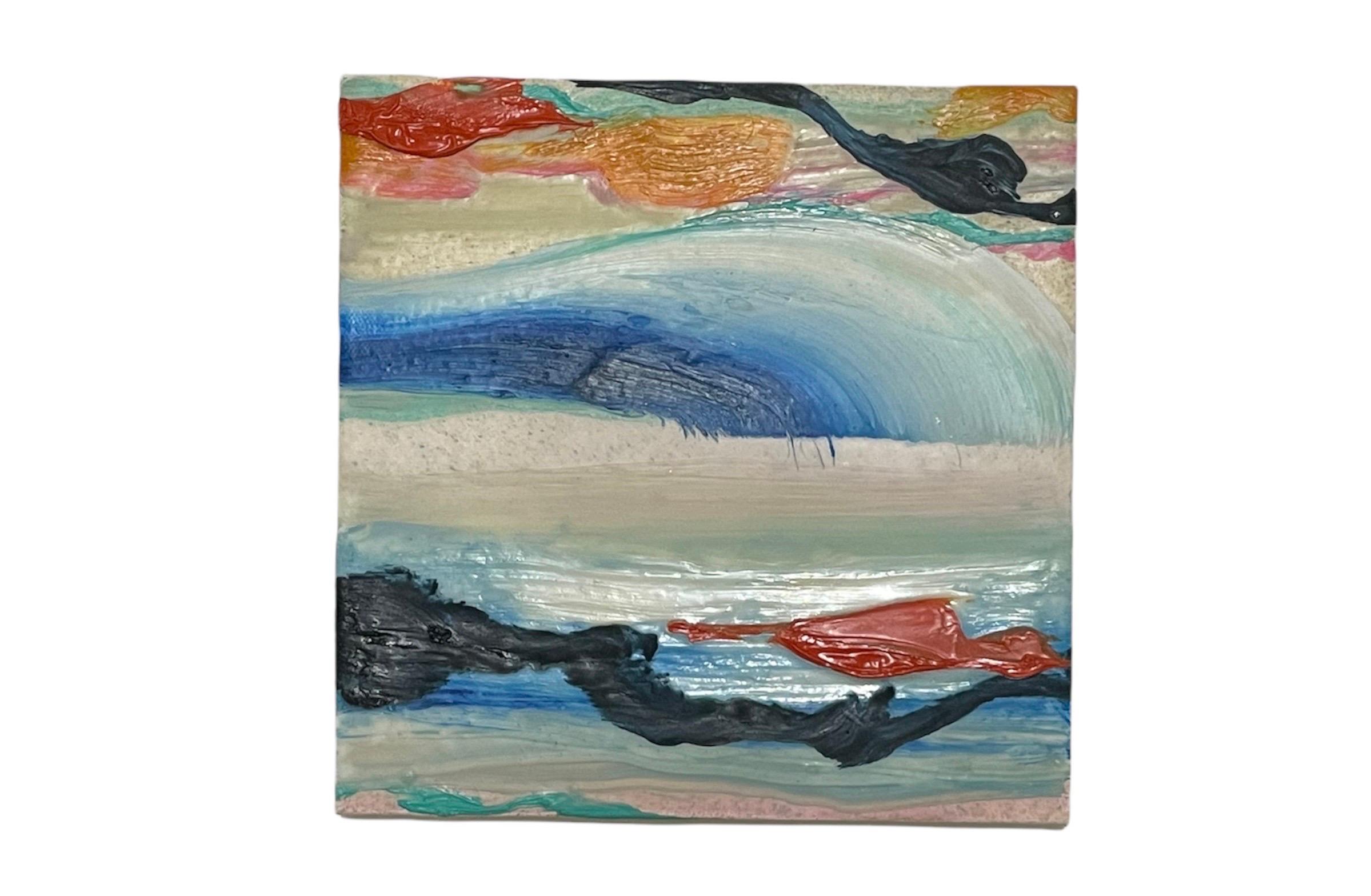 Surrealistische abstrakte Malerei Paar, Martyn Jones British Farbe Diptychon Malerei im Angebot 4