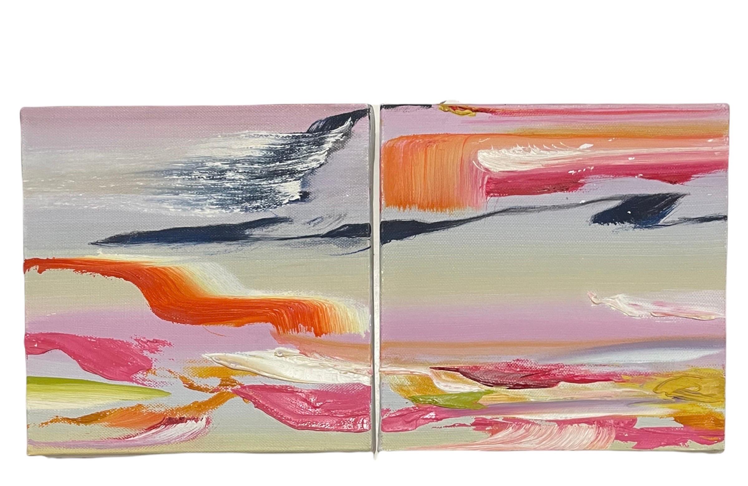 Coppia di dipinti astratti surrealisti, dittico di colori britannico di Martyn Jones in vendita 5