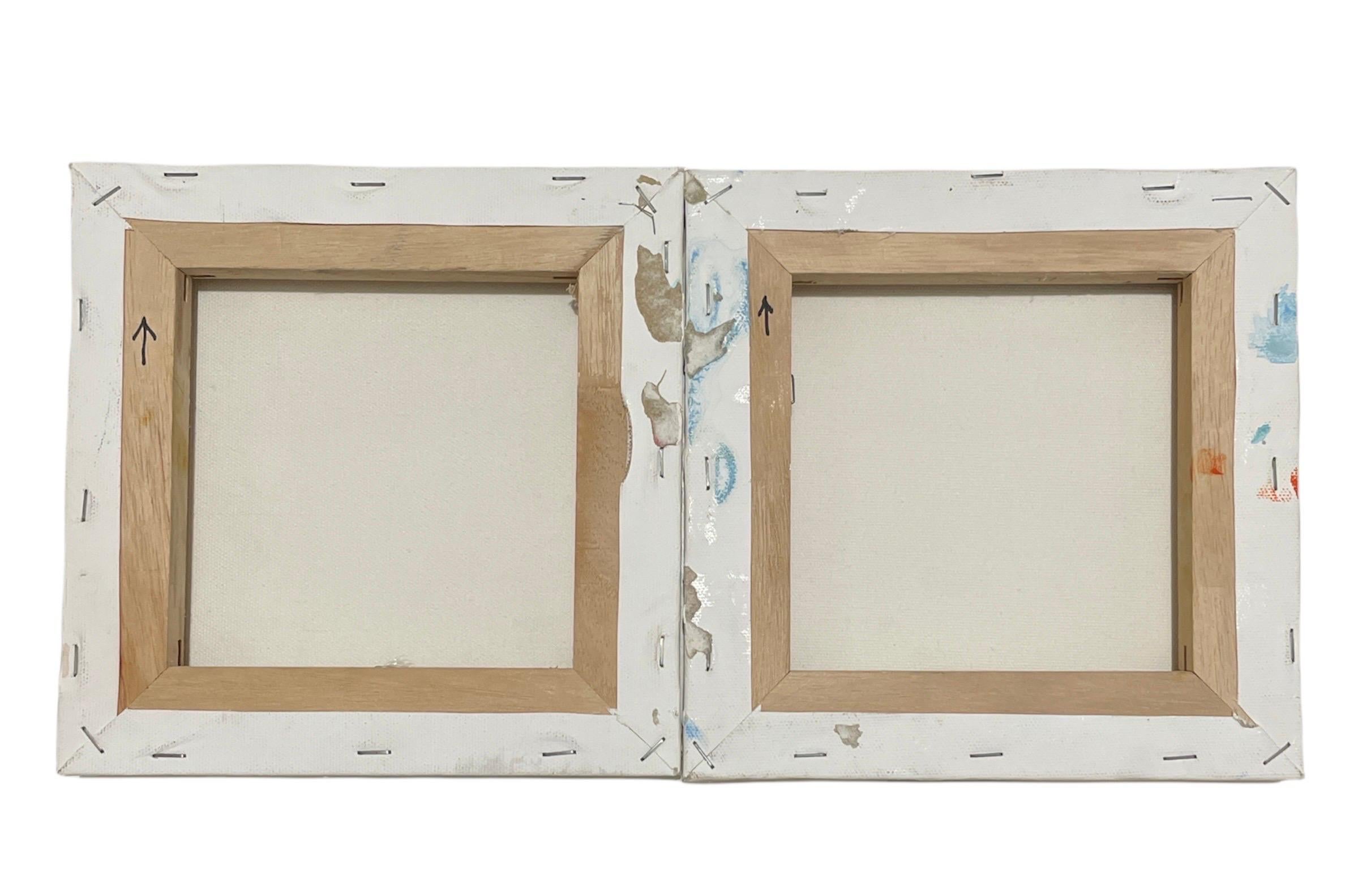 Surrealistische abstrakte Malerei Paar, Martyn Jones British Farbe Diptychon Malerei im Angebot 8