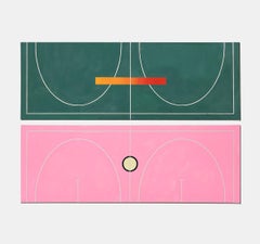 Untitled (Green Half Court + Pink Half Court) Diptych