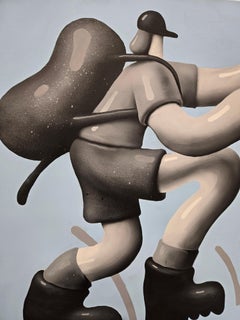 Pintura acrílica contemporánea sobre lienzo - "Caminata", por un artista callejero