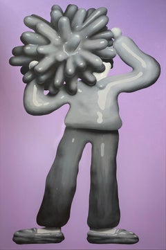 Pintura acrílica figurativa contemporánea sobre lienzo - El recolector de hierbas