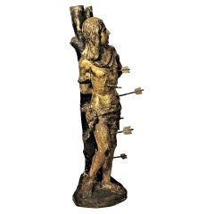 Antique Martyrdom of St. Sebastian, French Renaissance Carved Wood Sculpture, c. 1550