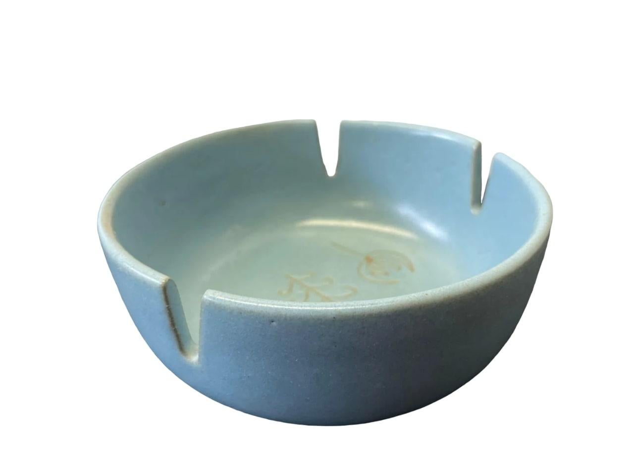 American Martz Blue Ceramic Catchall Ashtray  For Sale