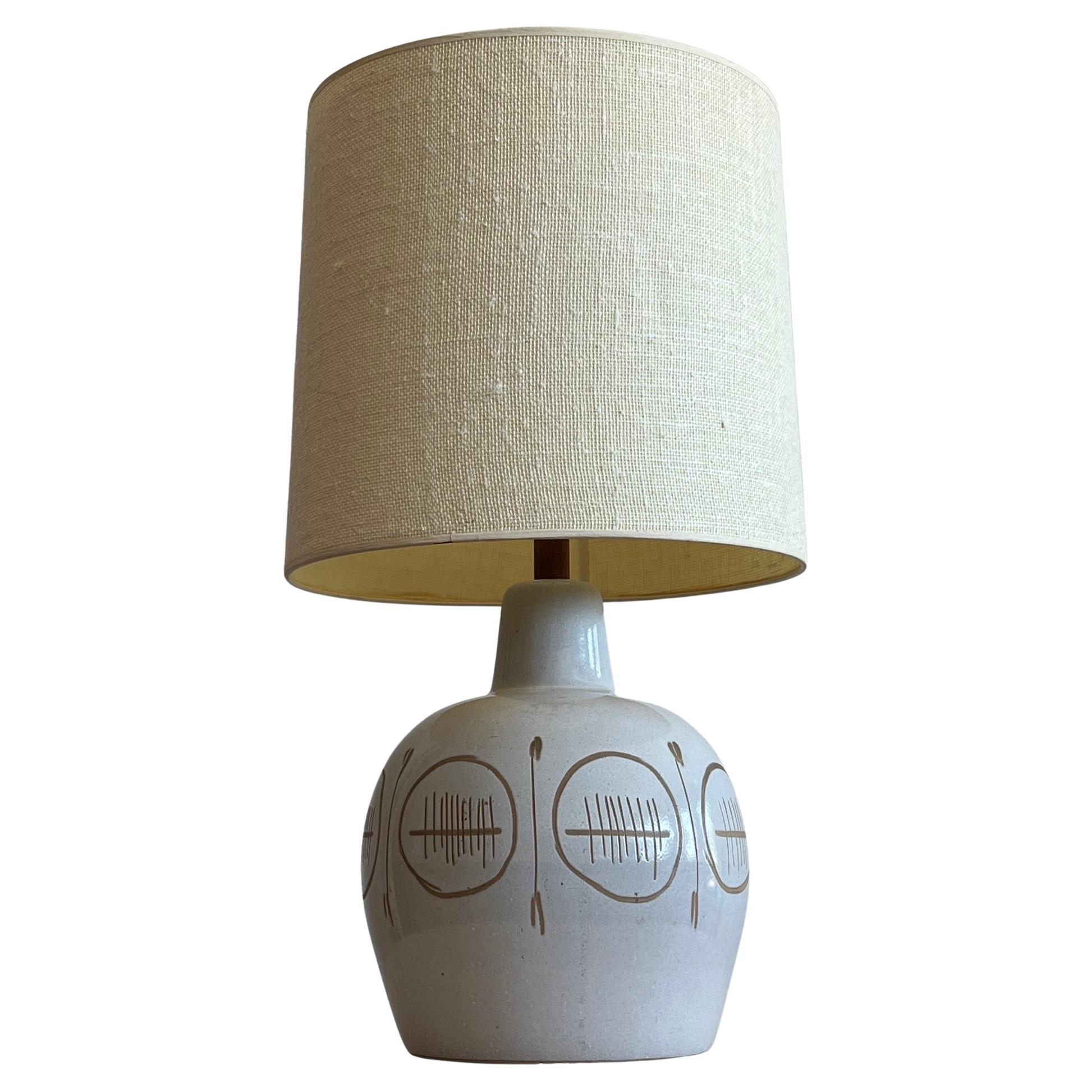 Martz Ceramic Lamp with Sgraffito Decoration