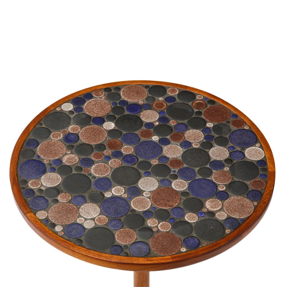 Martz Side Table, Ceramic and Walnut In Good Condition In New York, NY