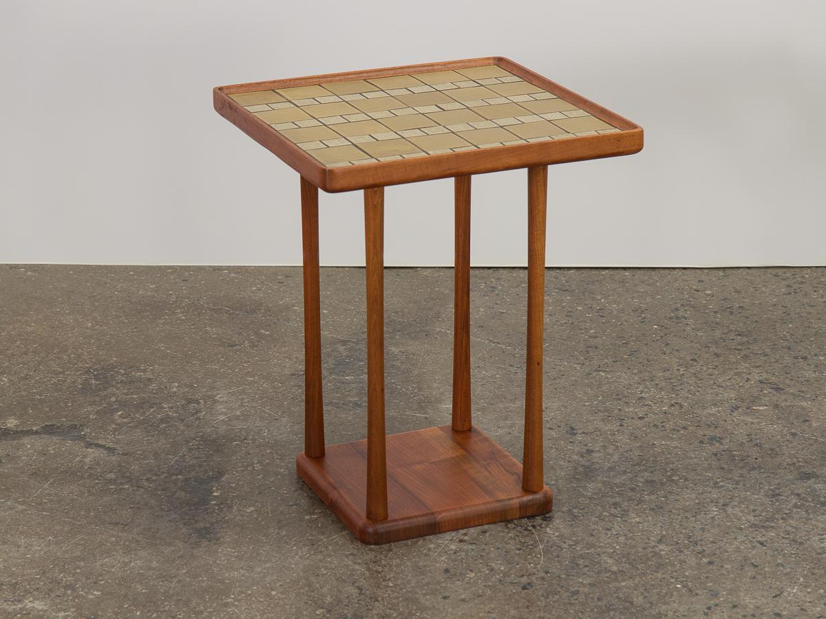 Martz Ceramic Top Square Side Table In Good Condition For Sale In Brooklyn, NY