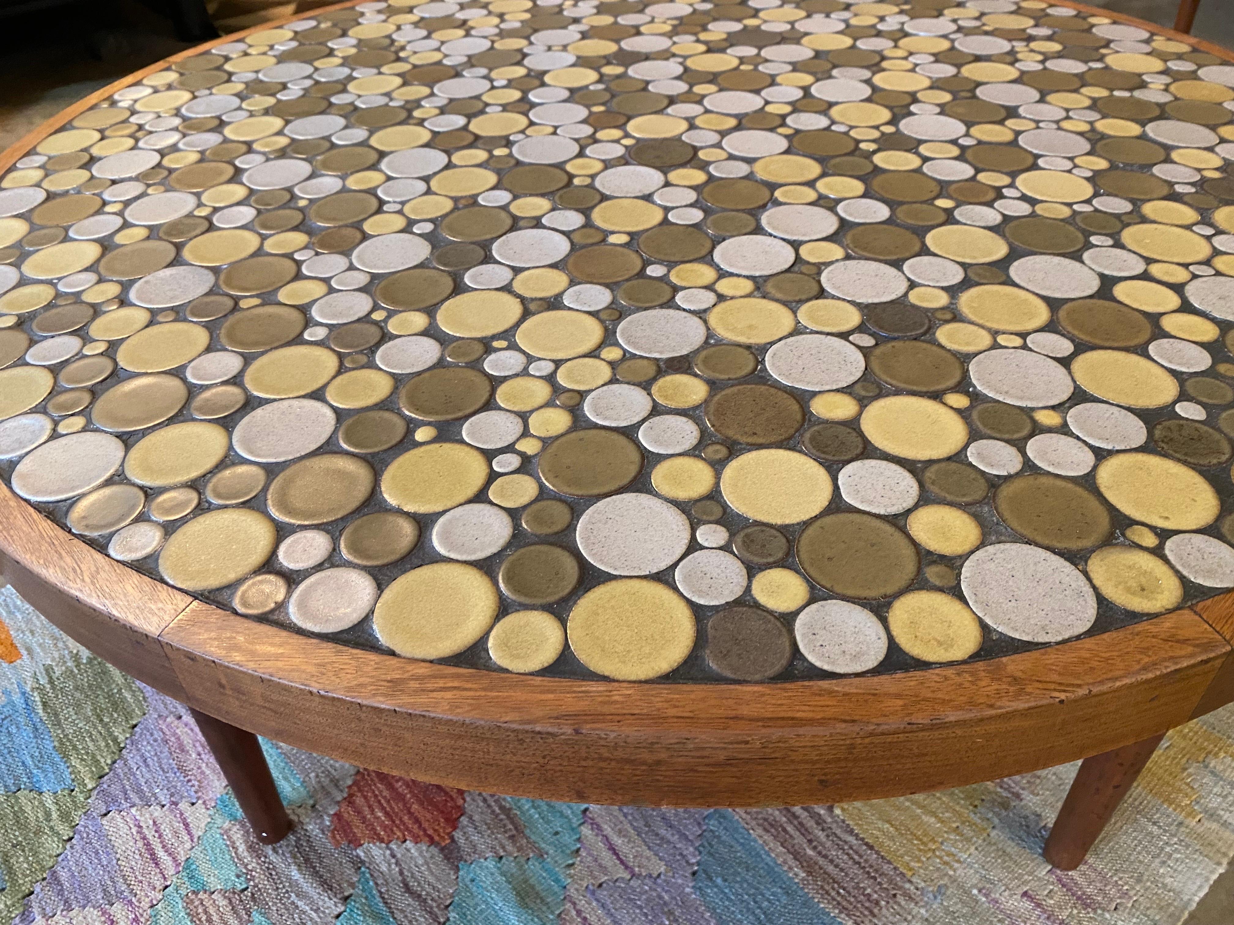 Mid-Century Modern Martz ‘Coin’ Ceramic Tile Coffee Table, Circa 1960s